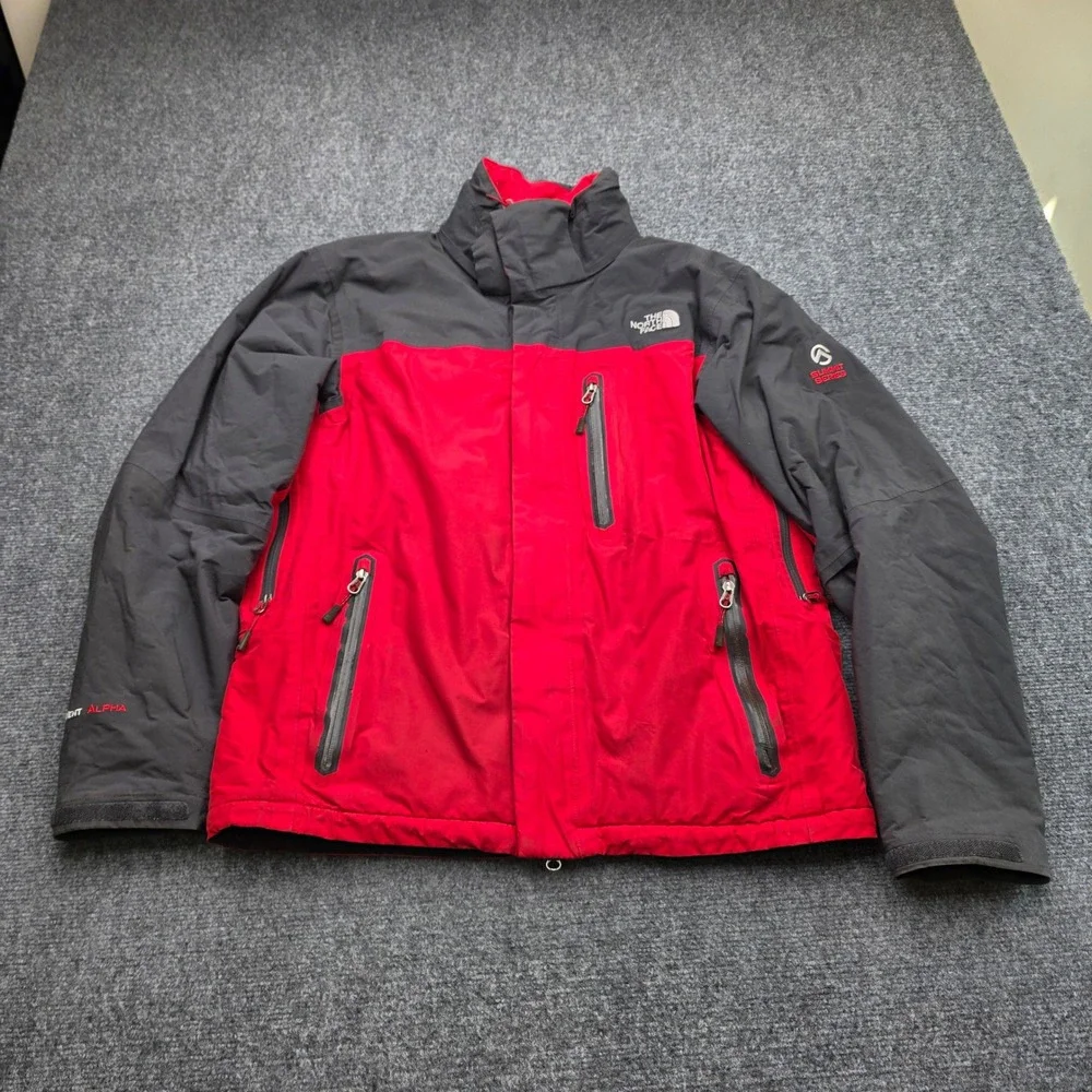 The North Face Summit Series HyVent Alpha Red Full Zip Jacket Mens L Flawed